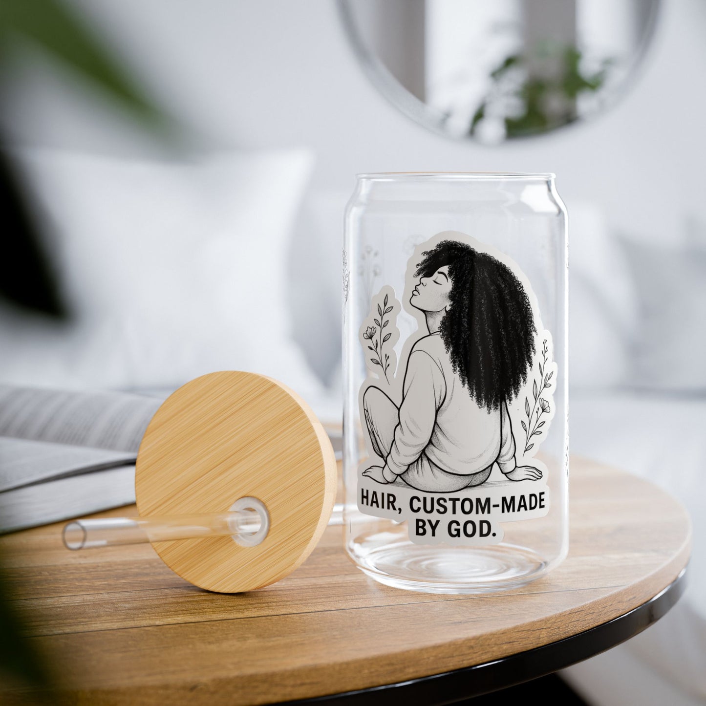 Hair, Custom-Made by God | Afro Hair Faith Sipper Glass Drinkware | Beverage