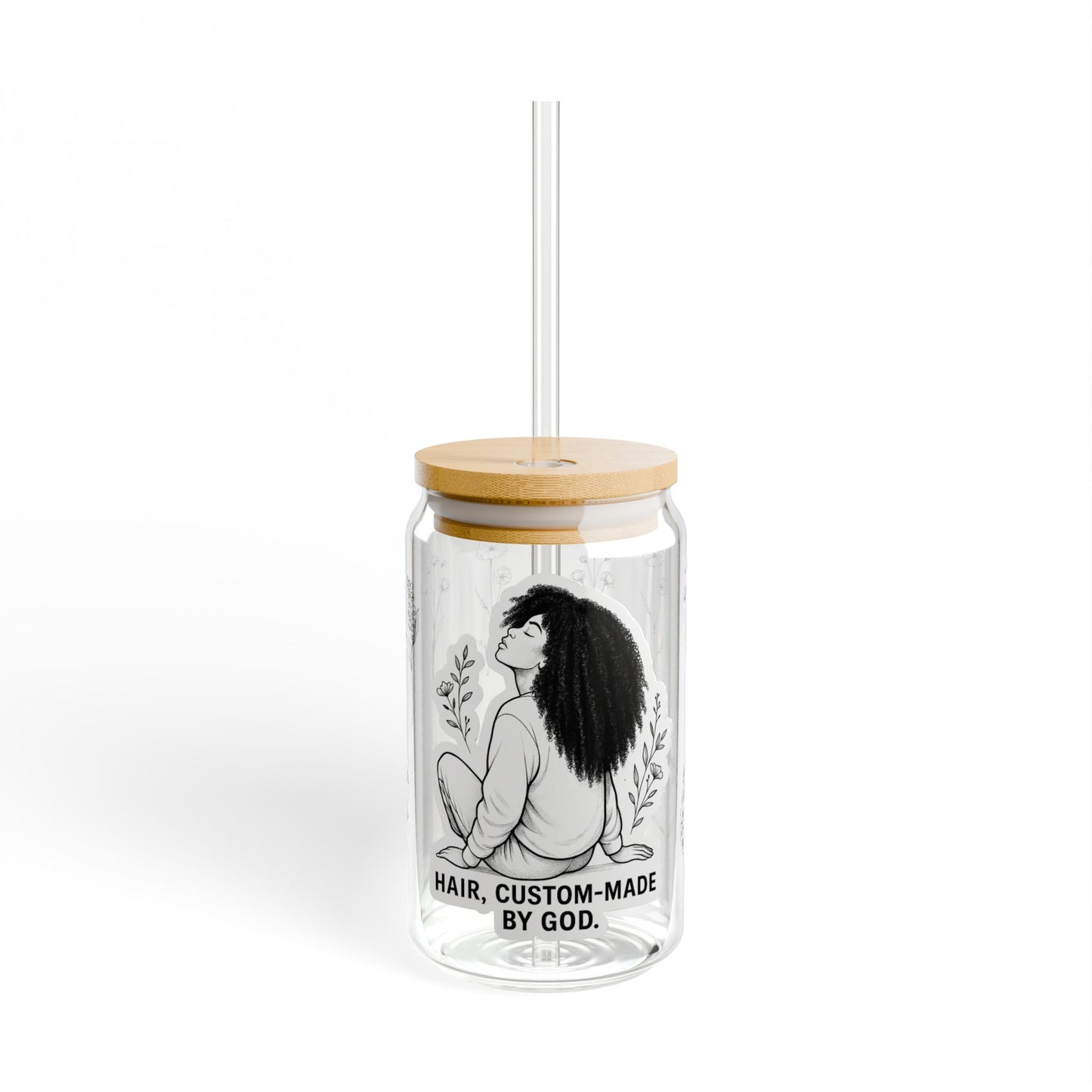 Hair, Custom-Made by God | Afro Hair Faith Sipper Glass Drinkware | Beverage