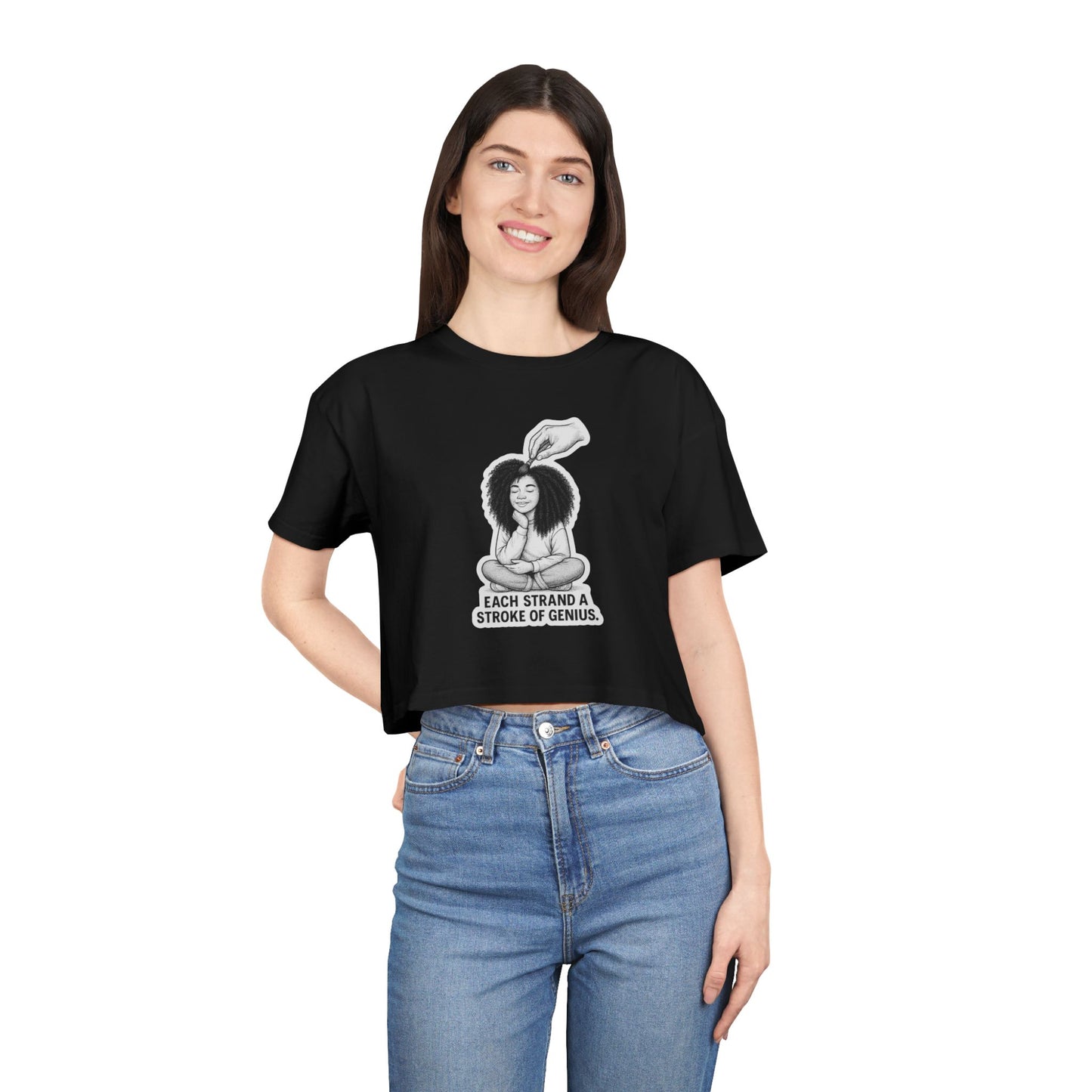 Artistic Women's Crop Tee - Each Strand a Stroke of Genius, Graphic Tee, Creative Fashion, Casual Wear, Gift for Her, Summer Style