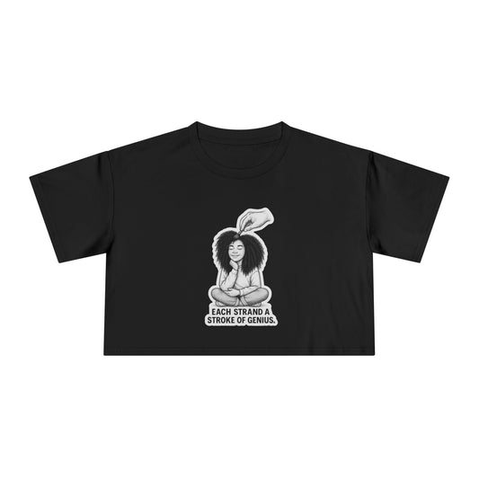 Artistic Women's Crop Tee - Each Strand a Stroke of Genius, Graphic Tee, Creative Fashion, Casual Wear, Gift for Her, Summer Style