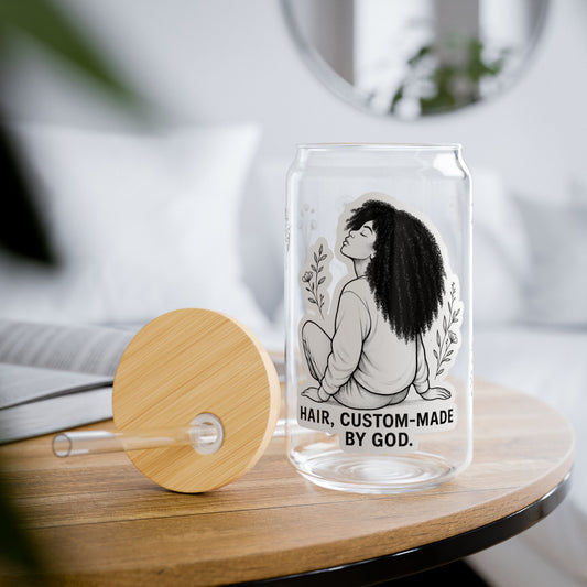 Hair, Custom-Made by God | Afro Hair Faith Sipper Glass Drinkware | Beverage
